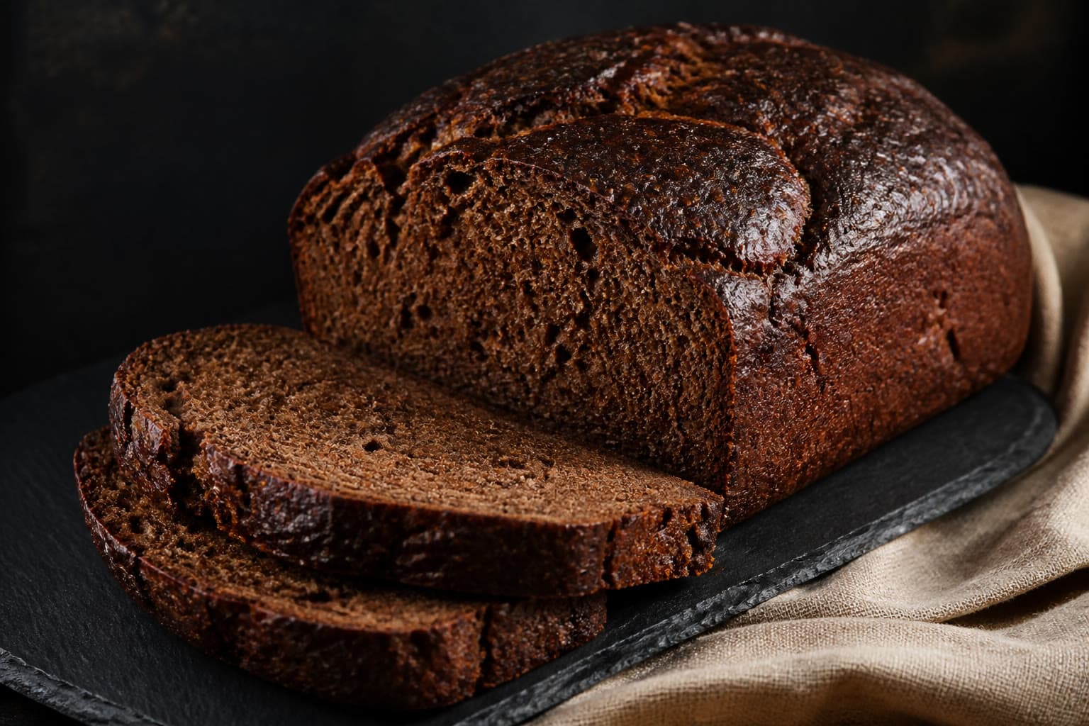 Dark teff and buckwheat gluten-free sourdough loaf with a mahogany crust